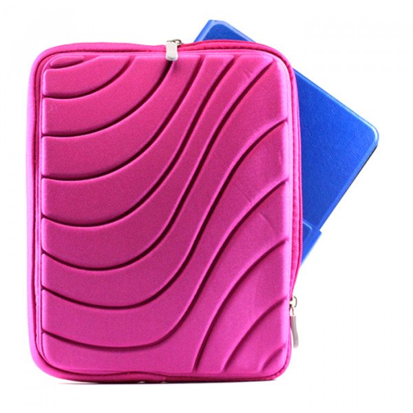 Wholesale Wave Design iPad Tablet Sleeve Pouch Bag with Zipper 10" (Hot Pink)